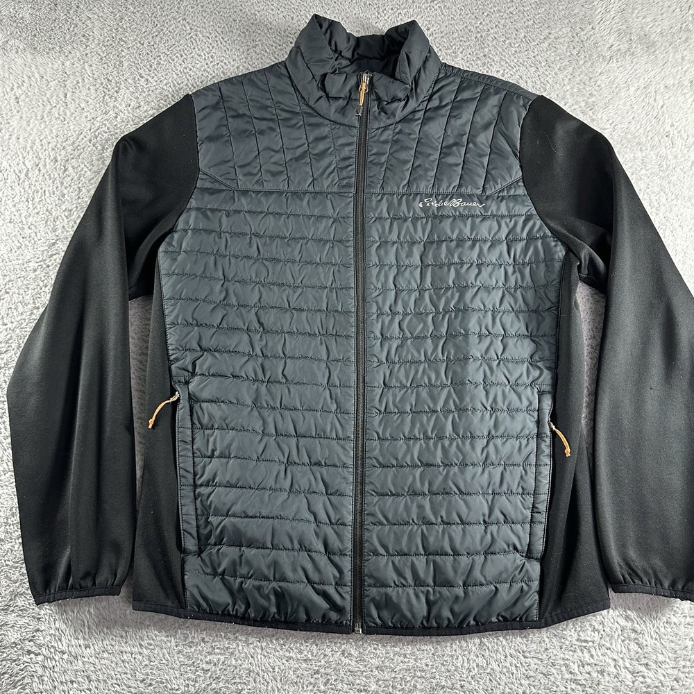 Eddie Bauer Emberlite‎ Hybrid Jacket Mens Large Black Gray Puffer Bubble